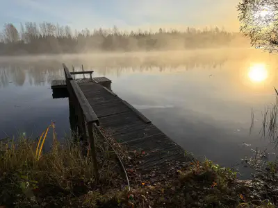 Mökki hirsi ~25 m² (1985) + sauna 1996, 2 000 m² et ~40 m de rive — Pieni-Kaislanen / Pieksämäki — 1