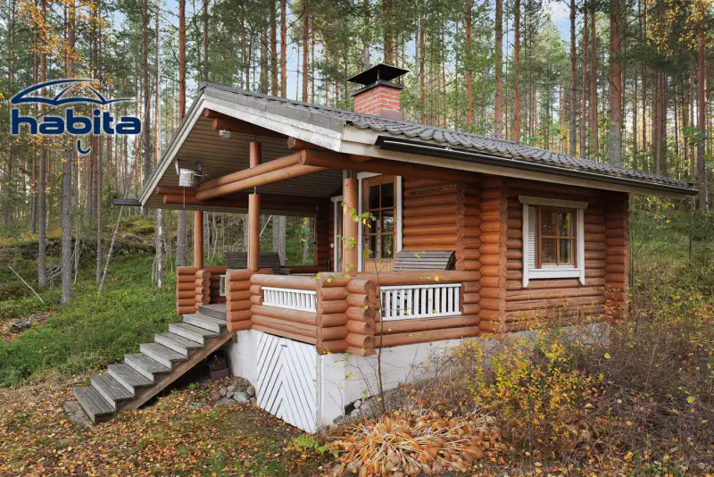Chalet en rondins de 2004 (56 m²) + sauna de rive, 4 150 m² au bord du Saimaa, à rafraîchir — Puumala — 5