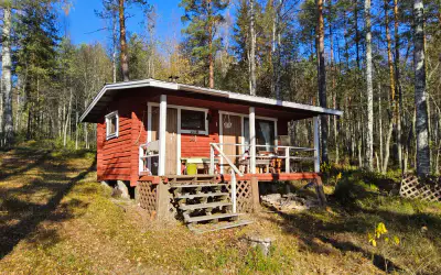 Petit hirsimökki ~15 m² à rénover + sauna, 5 156 m² et ~55 m de rive privée Mammonen — Miettula / Puumala — 1