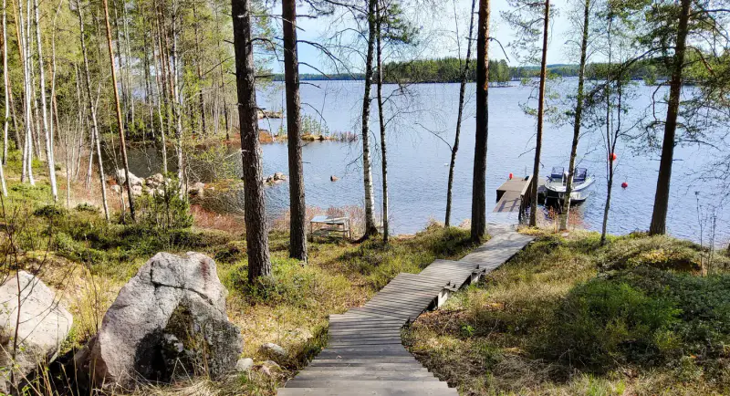 Hirsimökki 2023, 56 m², ~100 m rive sable Saimaa, porakaivo — Puumala — 14