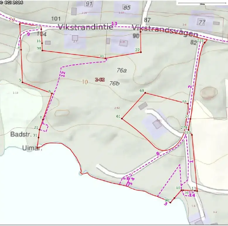Terrain loisirs ~2,49 ha, rive sud Vikstrandsviken (~110 m), permis 2025 — Tenhola / Raasepori — 1