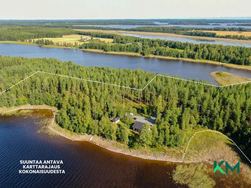Maison neuve 2024 (~68 m²) + rantasauna, ~500 m rive Saimaa/Haukivesi, 3,8 ha — Vaahersalo / Rantasalmi — 4