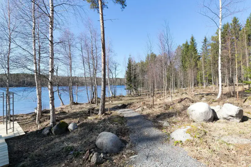 Mökki ~36 m² (2006) + sauna à bois, 4 761 m² et ~80 m de rive privée sur l’Armisvesi — Myhinpää / Rautalampi — 3