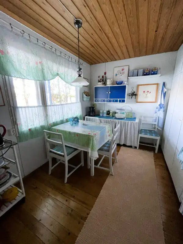 Mökki ~34,5 m² (1967) + sauna séparée à bois, 2 050 m² et rive privée sur le Vahterusjärvi — Kaiturinpää / Ruokolahti — 9