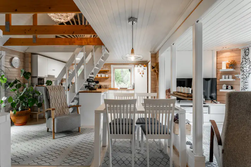 Chalet Kontio ~62 m² (2004) année-ronde + sauna de rive, 6 960 m² et plage de sable — Vuokalanjärvi / Säimen — 9