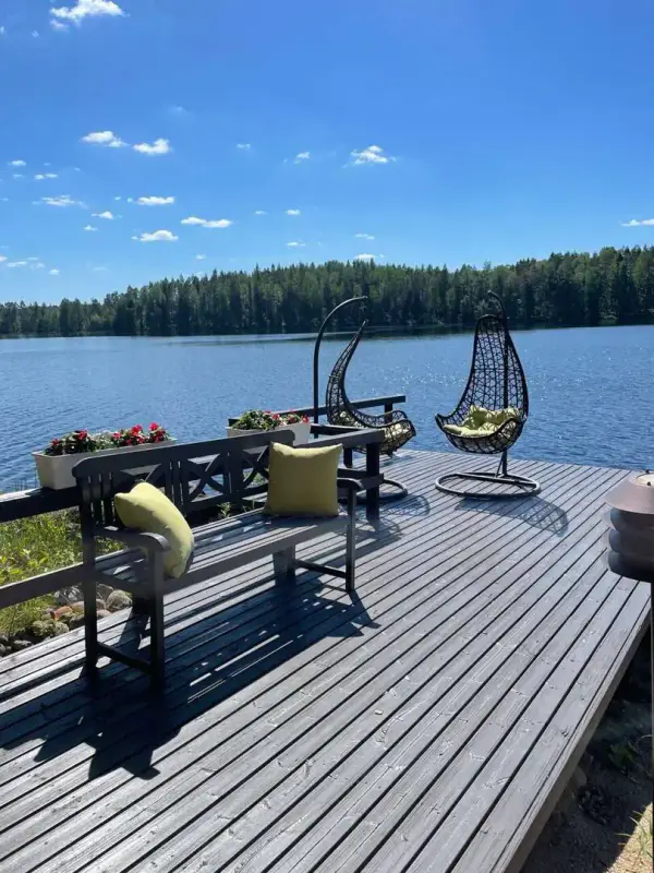 Villa en rondins habitable l’hiver (2006, 46 m²) + sauna et aitta, 82 m de rive sable, 6 670 m² — Savonranta / Savonlinna — 3