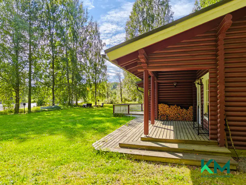 Ensemble pyöröhirsi 1987 + sauna + hirsitalo, rive Hietalampi (lien Saimaa) — Savonranta — 16
