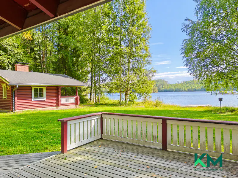 Ensemble pyöröhirsi 1987 + sauna + hirsitalo, rive Hietalampi (lien Saimaa) — Savonranta — 17
