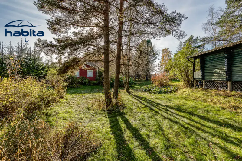 Deux mökkis en rondins (1977 et 1991, ~69 m² au total) + sauna à bois, 7 559 m² et rive privée sur la Siikajoki — Paavola / Siikajoki — 11