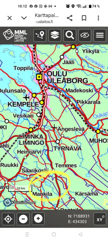 Mökki rondins ~50–68 m² (1990), 7 600 m², ~75 m rive Mankilanjärvi — Mankila / Siikalatva — 17