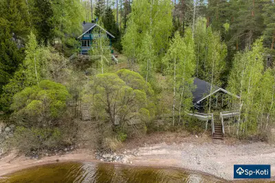 Villa lamellihirsi ~110 m² (2007) + rantasauna, rive Saimaa, 2 700 m² — Ruisniemi / Taipalsaari — 1