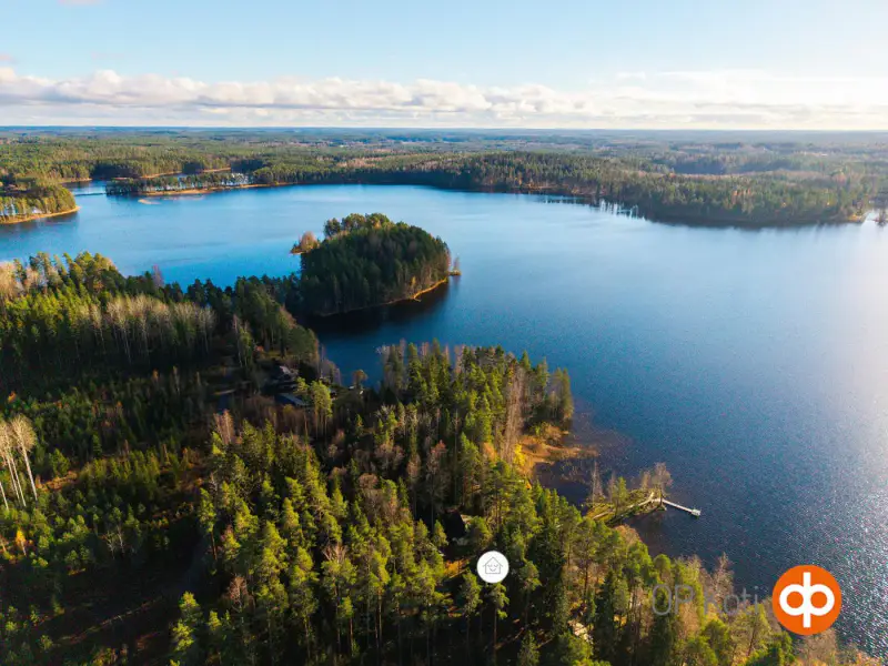 Chalet (38 m²) avec véranda vitrée, sauna, annexe d’hôtes et îlot privé, 3 625 m² sur le Ruostejärvi — Tammela — 1