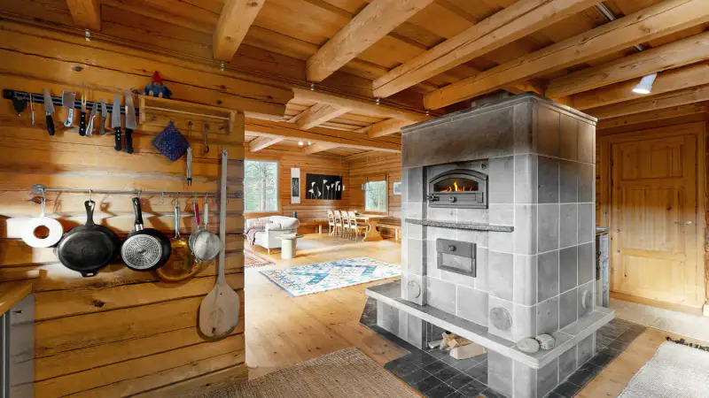 Maison en rondins équarris main 141 m² (1994) + sauna kelo, 6,4 ha et ~300 m de rive privée sur le Boaresgiettejávri — Utsjoki — 14