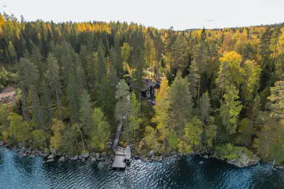Mökki en rondins ~49 m² + mezzanine (2003), 4 590 m² et ~40 m de rive privée sur l’Iso Arajärvi — Vesilahti — 1