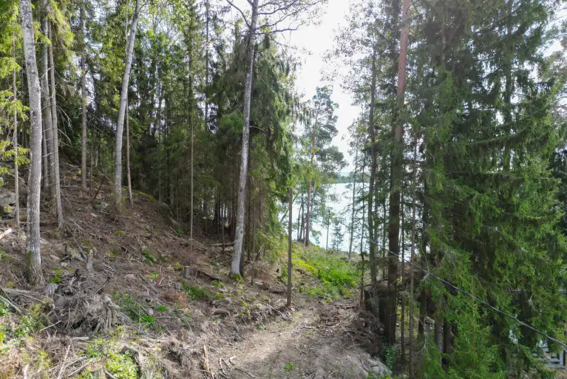 Terrain rive Hiidenvesi ~5 344 m² (~80 m), orientation sud — Irjala / Vihti — 14